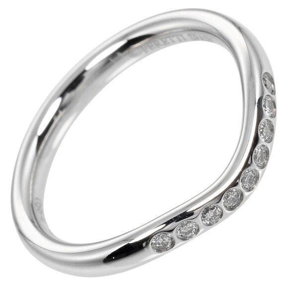 TIFFANY&Co. Curved band Ring 0.1" model Pt950Platinum/9P diamond #3.3(US S...